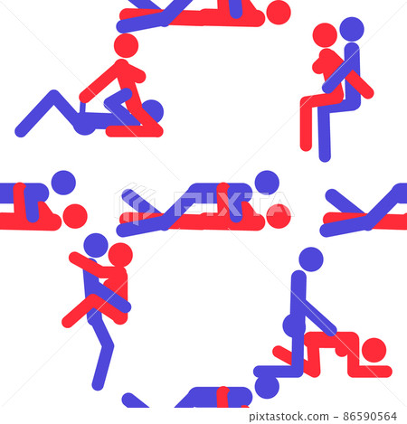 Kama Sutra seamless pattern design poster fabric. Kamasutra sketchy poses for making love. Set. Standing positions 86590564