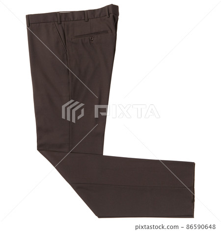 brown classic men's trousers, on a white background, half folded brown classic men's trousers, on a white background, half folded 86590648