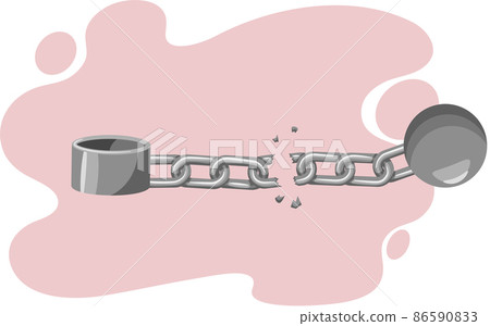 Old fashioned or retro ball and iron chain concept illustration for freedom or imprisonment Old fashioned or retro ball and iron chain concept illustration for freedom or imprisonment 86590833