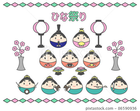 Hinamatsuri, cute Hina doll set illustration Hinamatsuri, cute Hina doll set illustration 86590936