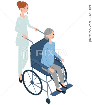 Isome高級輪椅女性和護士女性 Isome高級輪椅女性和護士女性 86591093