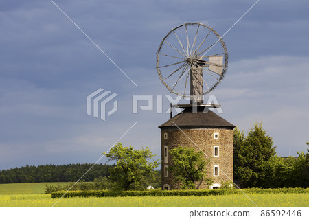 Dutch type windmill With a unique Halladay turbine in Ruprechtov, Southern Moravia, Czech Republic Dutch type windmill With a unique Halladay turbine in Ruprechtov, Southern Moravia, Czech Republic 86592446