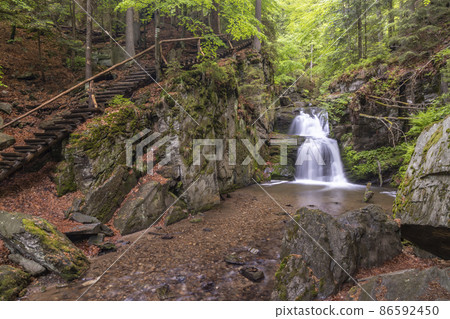 Resov waterfalls on the river Huntava in Nizky Jesenik, Northern Moravia, Czech Republic Resov waterfalls on the river Huntava in Nizky Jesenik, Northern Moravia, Czech Republic 86592450