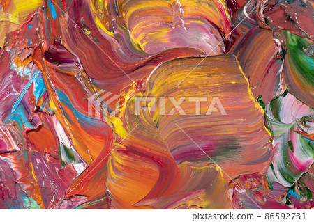 Mixed oil paints close-up. Colorful abstract background Mixed oil paints close-up. Colorful abstract background 86592731