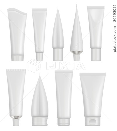 White gel package. Cosmetics tube for cream decent vector realistic templates collection isolated 86593035