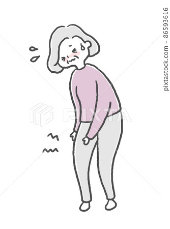 Senior woman with sudden knee pain 86593616