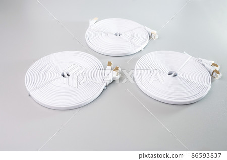 Ethernet Network Cable on grey background 86593837