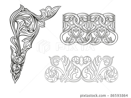 Interlacing abstract ornament in the medieval, romanesque style 86593864