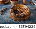 Breaded rustic pie with berries 86594229