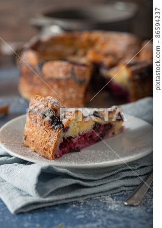 Breaded rustic pie with berries Breaded rustic pie with berries 86594237