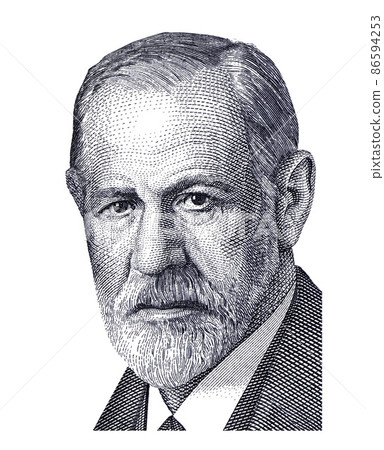 Sigmund Freud Portrait from Austria schilling Banknote. Austrian famous neurologist who founded the discipline of psychoanalysis. Sigmund Freud 1856-1939 Sigmund Freud Portrait from Austria schilling Banknote. Austrian famous neurologist who founded the discipline of psychoanalysis. Sigmund Freud 1856-1939 86594253