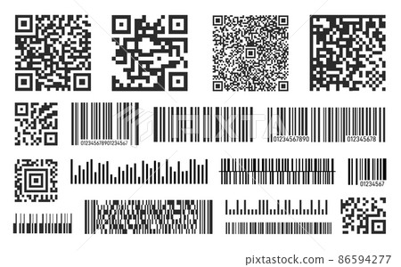 Barcodes. Black barcode, qr code for scanning.... - Stock Illustration ...