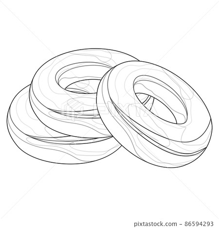 Vector image of bagels on white background. Outline style. EPS 10 Vector image of bagels on white background. Outline style. EPS 10 86594293