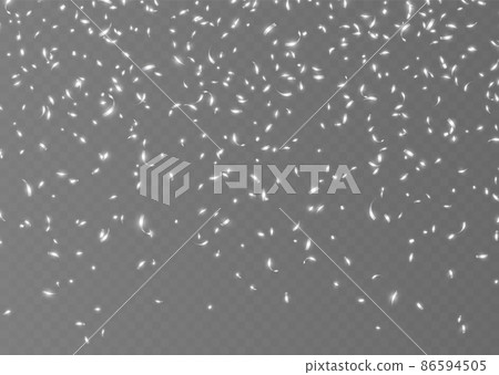 Falling silver confetti, shiny tinsel, and pieces of serpentine, abstract party background. 86594505