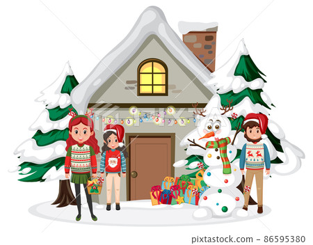 Happy family celebrating Christmas at home Happy family celebrating Christmas at home 86595380