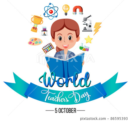 World Teacher's Day banner with a female teacher 86595393