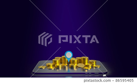 The check point and gold coins on tablet for business concept 3d rendering The check point and gold coins on tablet for business concept 3d rendering 86595405