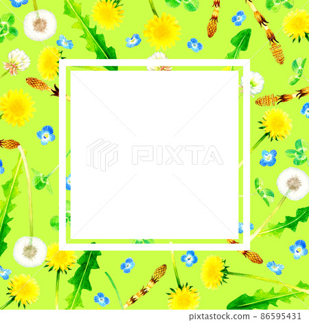 Square frame of spring flowers hand-painted... - Stock Illustration ...