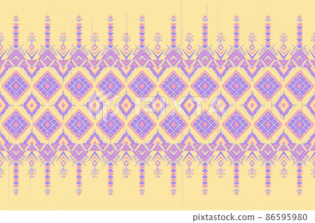 Pink and Purple on Yellow. Geometric ethnic oriental pattern traditional Design for background,carpet,wallpaper,clothing,wrapping,Batik,fabric,Vector illustration embroidery style Pink and Purple on Yellow. Geometric ethnic oriental pattern traditional Design for background,carpet,wallpaper,clothing,wrapping,Batik,fabric,Vector illustration embroidery style 86595980