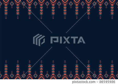 Blue and Orange on Indigo. Geometric ethnic oriental pattern traditional Design for background,carpet,wallpaper,clothing,wrapping,Batik,fabric, Vector illustration embroidery style Blue and Orange on Indigo. Geometric ethnic oriental pattern traditional Design for background,carpet,wallpaper,clothing,wrapping,Batik,fabric, Vector illustration embroidery style 86595986
