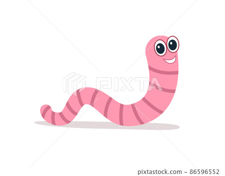 Pink smile worm, vector In flat style. Earthworm is a cartoon character. 86596552