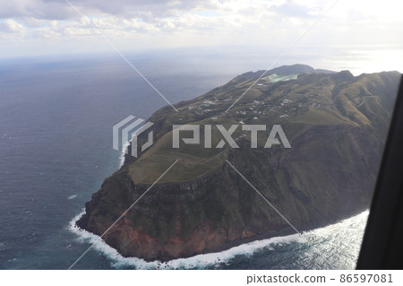 View from Aogashima, helicopter View from Aogashima, helicopter 86597081