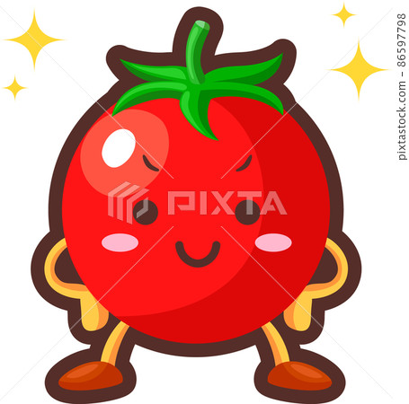 Illustration of a cute mini tomato character with a proud face Illustration of a cute mini tomato character with a proud face 86597798
