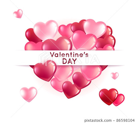 heart shaped balloons bouquet vector realistic... - Stock Illustration ...