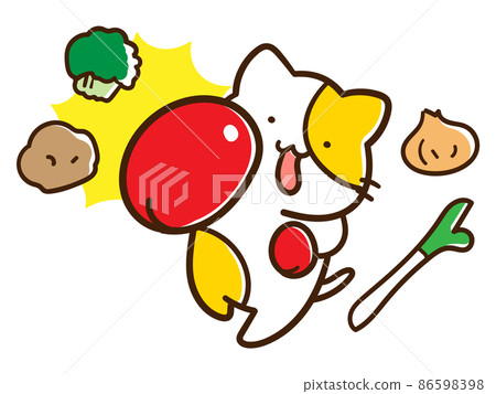 Cute handwritten style illustrations of phytochemical vegetables and cats Cute handwritten style illustrations of phytochemical vegetables and cats 86598398
