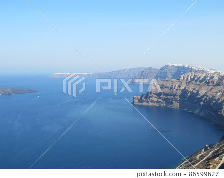 Greece Santorini Caldera Outer Ring Mountain Io distant view Greece Santorini Caldera Outer Ring Mountain Io distant view 86599627