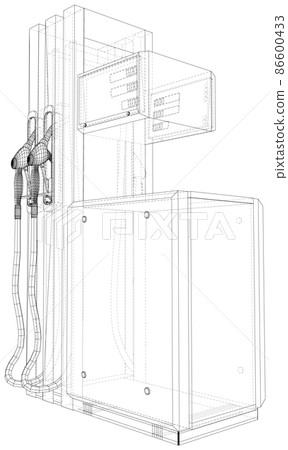 Gas station. Oil fuel gasoline service station. 3d illustration outline wire-frame 86600433
