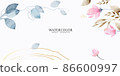 Abstract watercolor art background in pink and gold pastel colors vector. Minimal style botanical wallpaper with flowers and leaves, Watercolor organic shapes. Vector background for banner, poster 86600997