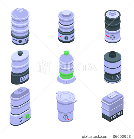 Steamer icons set, isometric style 86600998