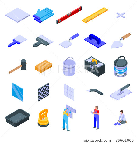 Tiler icons set, isometric style 86601006