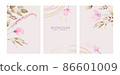 Abstract watercolor art background in pastel powder, gold and pink colors. Botanical minimal style wallpaper with flowers and leaves, Organic shapes watercolor. Background for banner, poster 86601009
