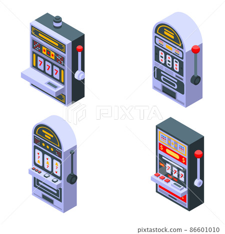 Slot machine icons set, isometric style Slot machine icons set, isometric style 86601010