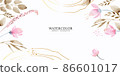 Abstract watercolor art background in pink and gold pastel colors vector. Minimal style botanical wallpaper with flowers and leaves, Watercolor organic shapes. Vector background for banner, poster 86601017