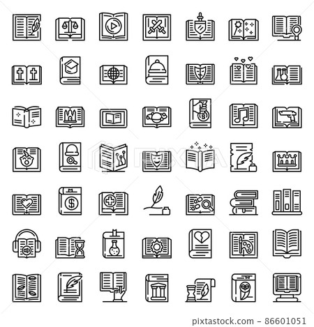 Literary genres icons set, outline style 86601051