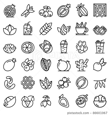 Superfood icons set, outline style 86601067