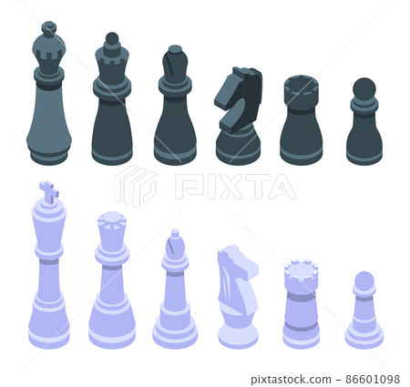 Chess icons set, isometric style Chess icons set, isometric style 86601098