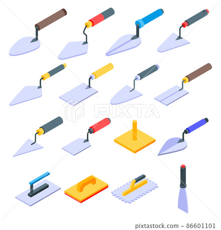 Trowel icons set, isometric style Trowel icons set, isometric style 86601101