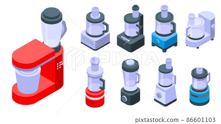 Food processor icons set, isometric style 86601103