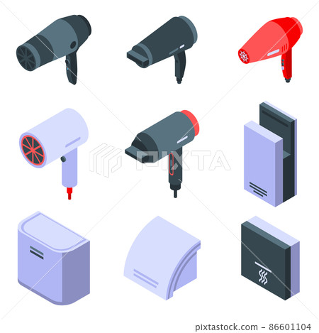 Dryer icons set, isometric style 86601104
