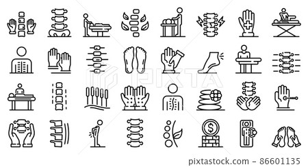 Osteopathy icons set, outline style 86601135