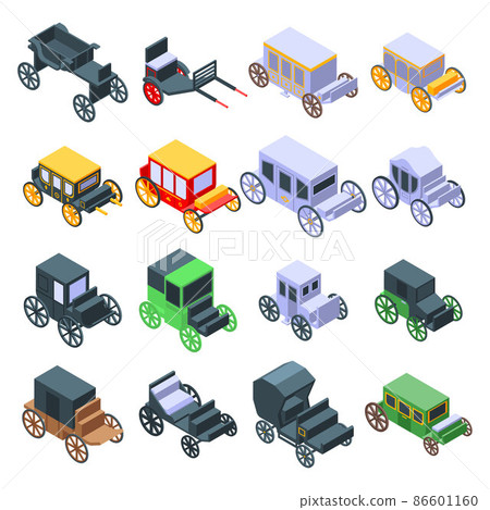 Brougham icons set, isometric style Brougham icons set, isometric style 86601160