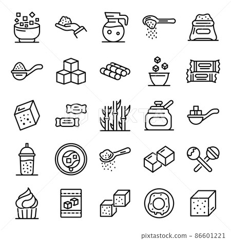 Sugar icons set, outline style Sugar icons set, outline style 86601221