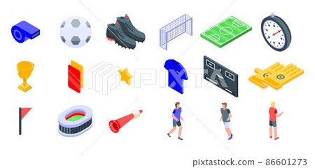Soccer icons set, isometric style Soccer icons set, isometric style 86601273