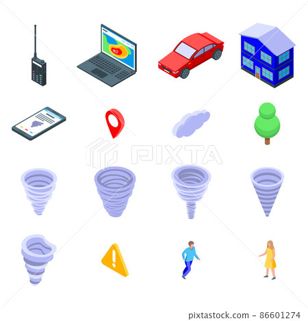 Tornado icons set, isometric style - Stock Illustration [86601274] - PIXTA