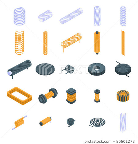 Coil icons set, isometric style 86601278