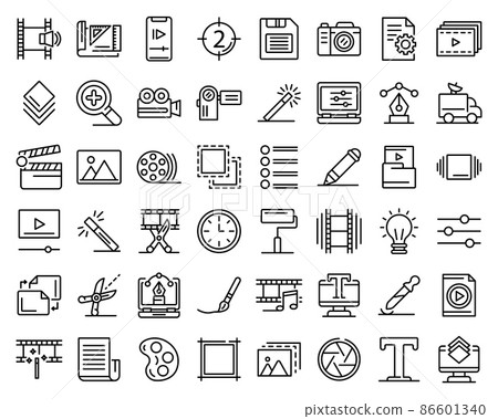 Editor icons set, outline style Editor icons set, outline style 86601340